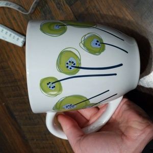 Kris Ruff Blue Harbor green flower mug